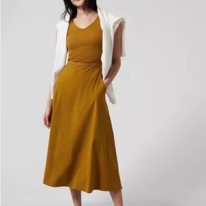 Athleta Ryder Midi Dress in Mustard Yellow Size Small